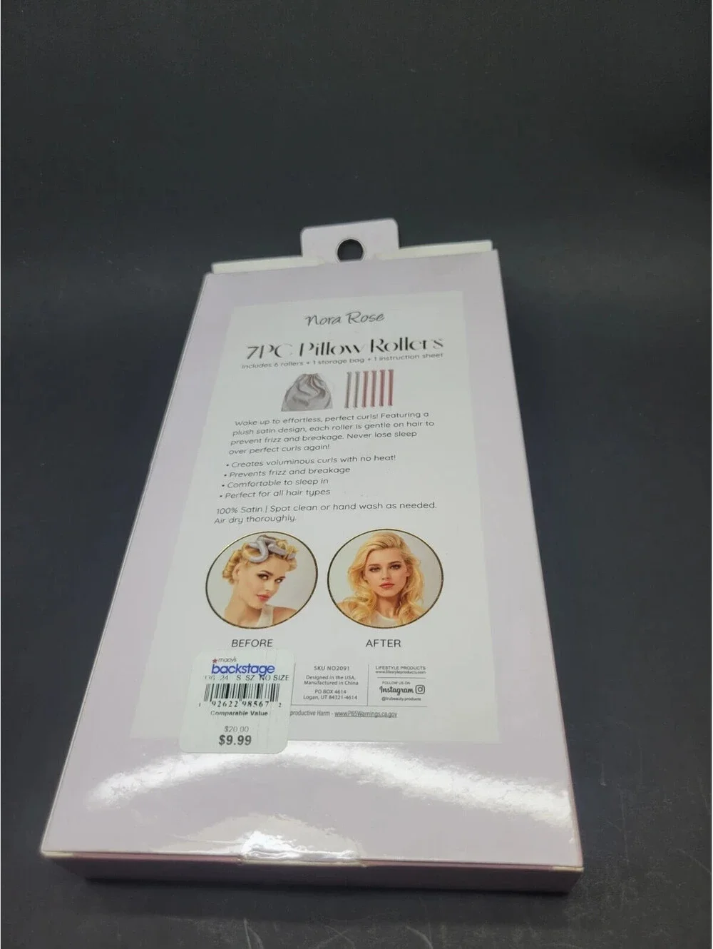 7 Pc Set Nora Rose Pillow Rollers - 6 Rollers + 1 Bag     **OPEN BOX**